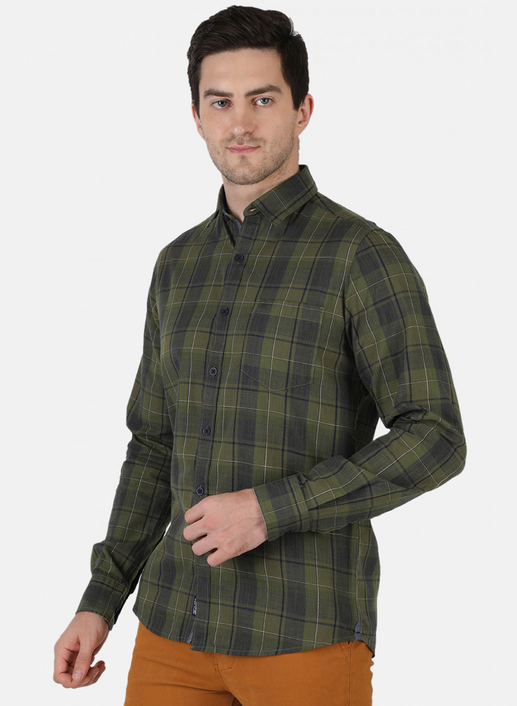 Men Green Check Shirt