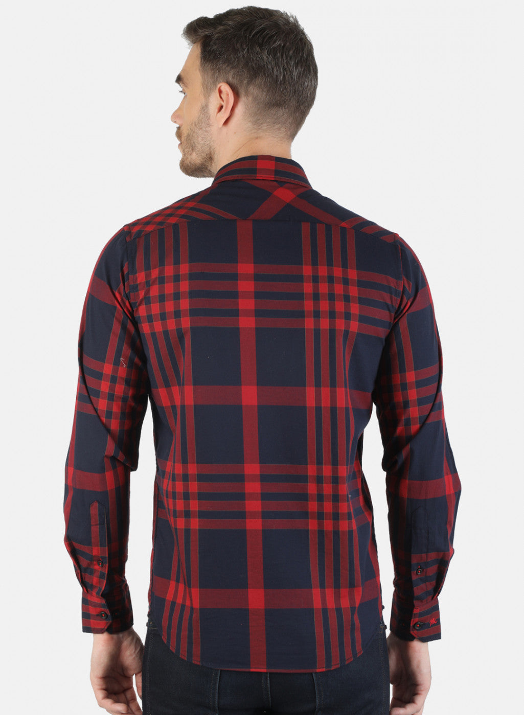 Men Maroon Check Shirt