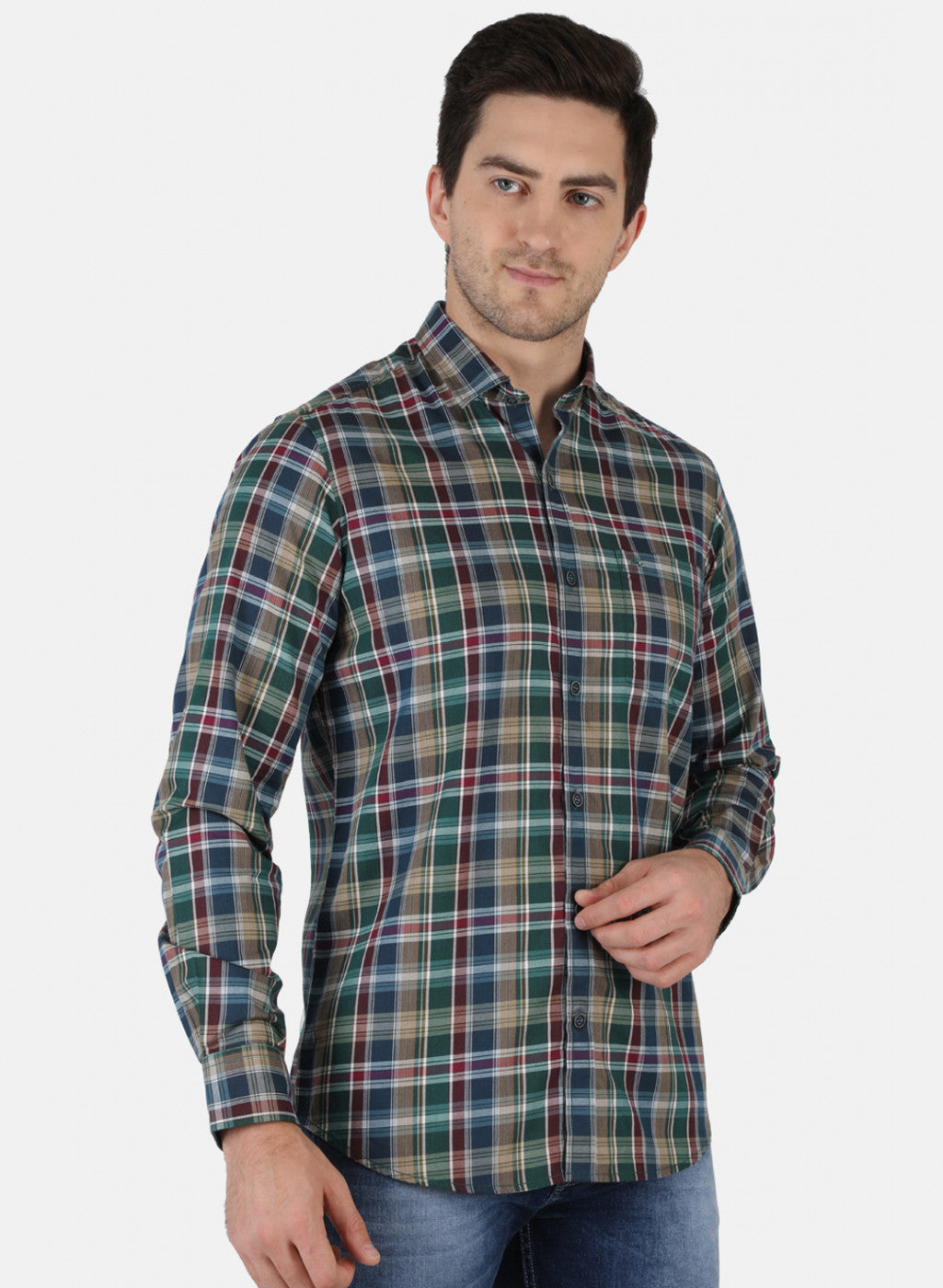 Men Green Check Shirt