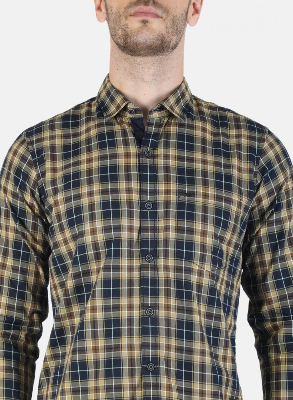 Men Brown Check Shirt