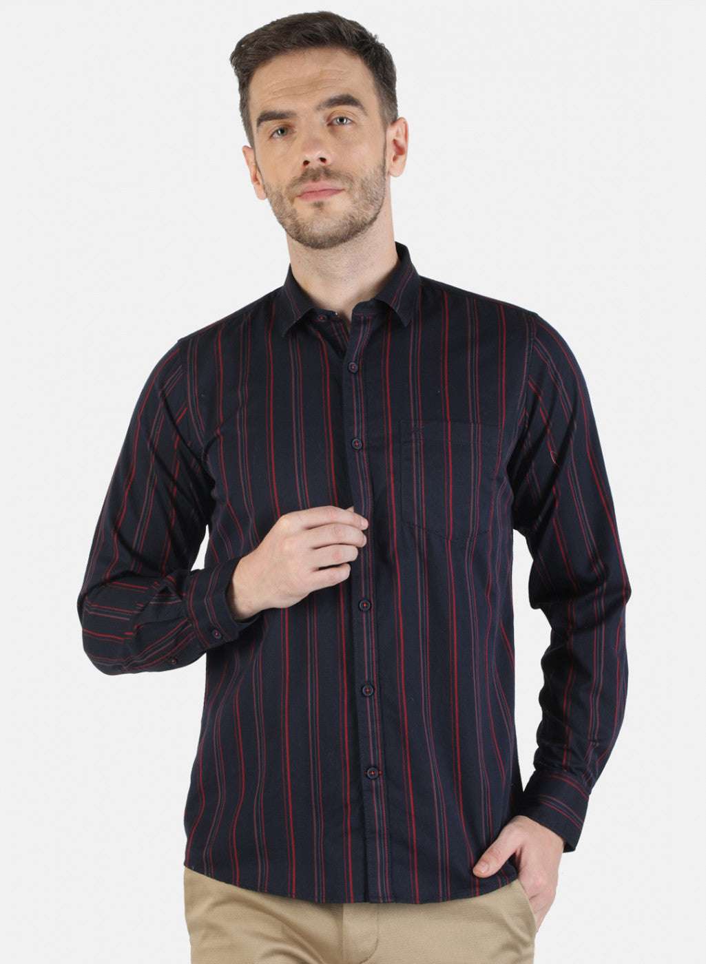 Men NAvy Blue Stripe Shirt