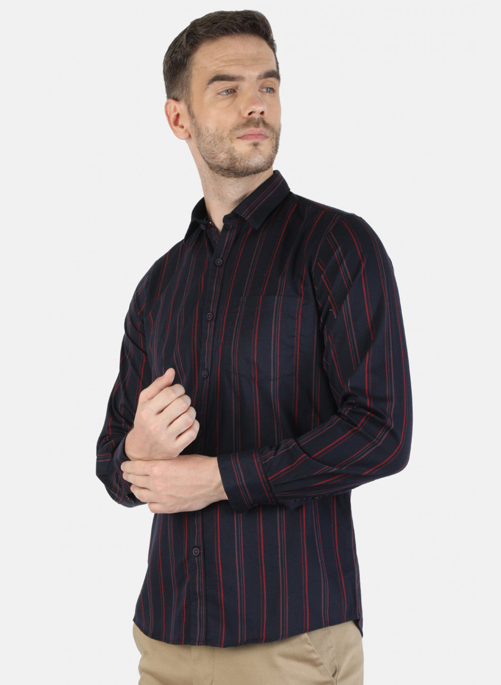 Men NAvy Blue Stripe Shirt