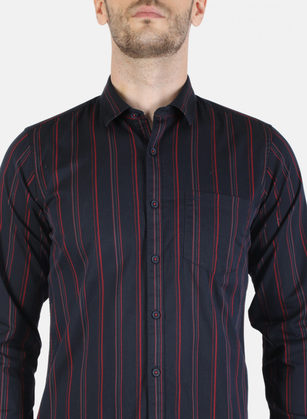 Men NAvy Blue Stripe Shirt