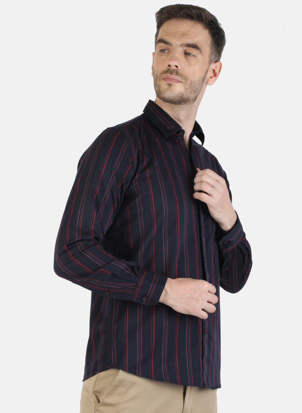 Men NAvy Blue Stripe Shirt