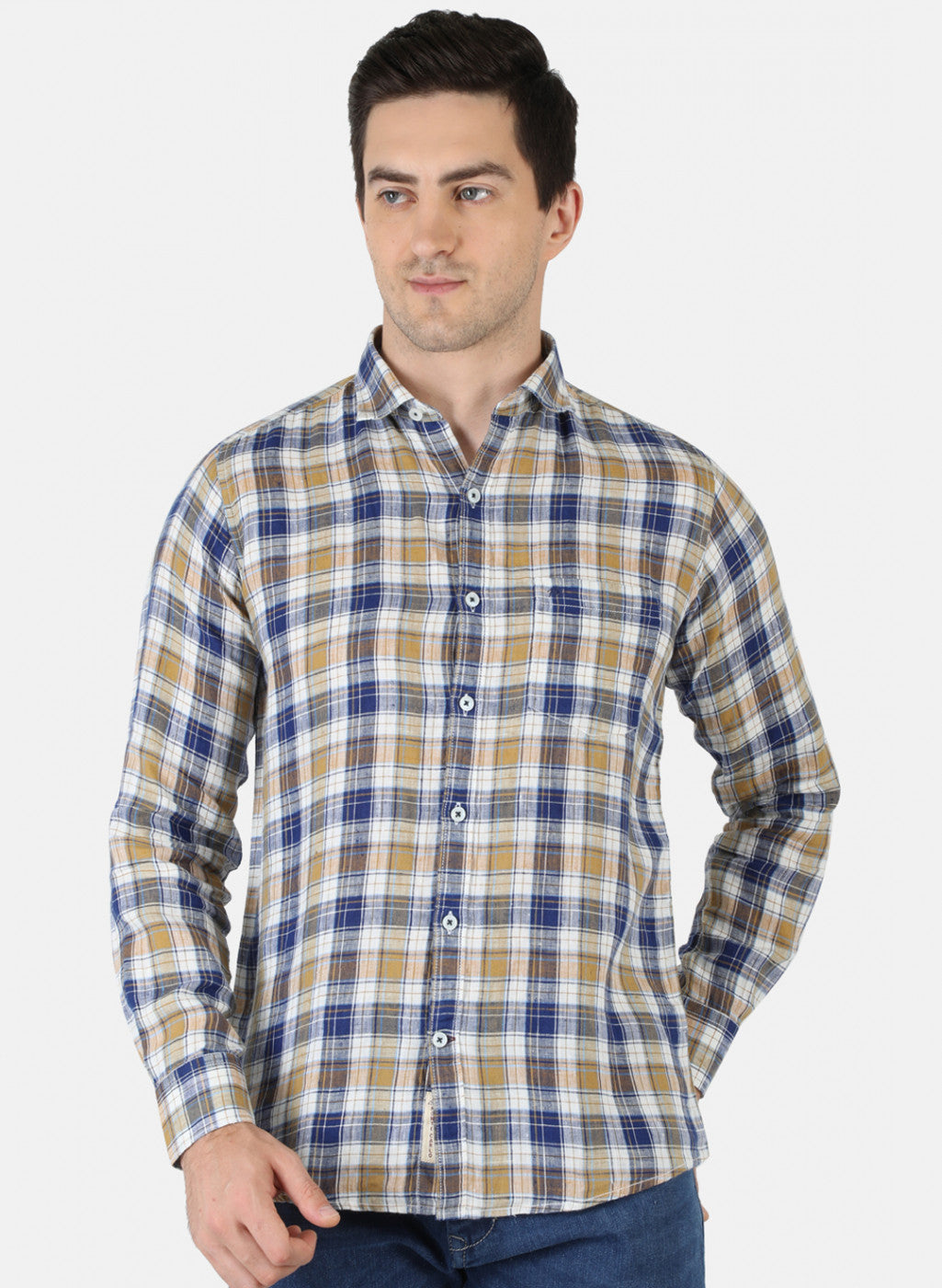 Men Multicolor Check Linen Shirt
