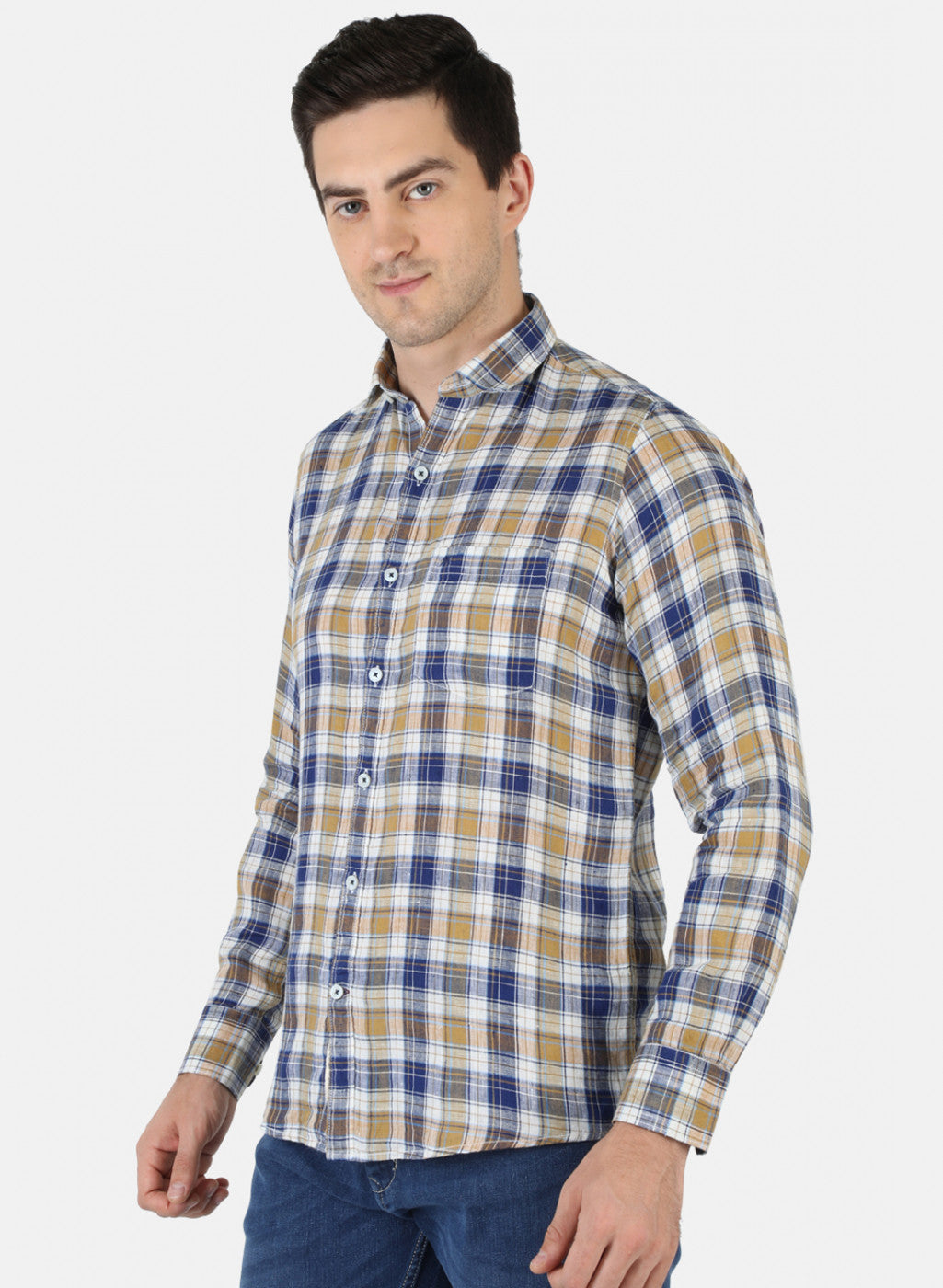 Men Multicolor Check Linen Shirt