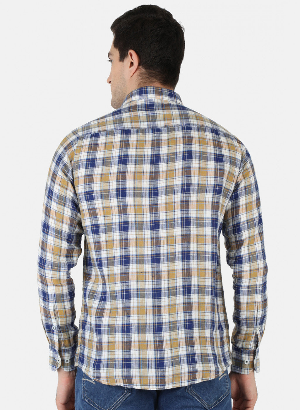 Men Multicolor Check Linen Shirt