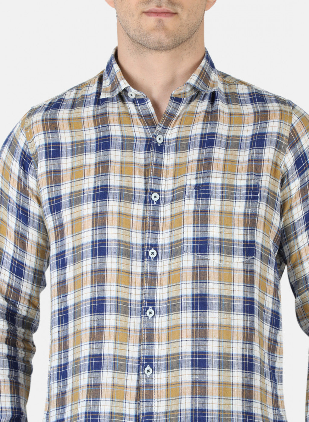 Men Multicolor Check Linen Shirt