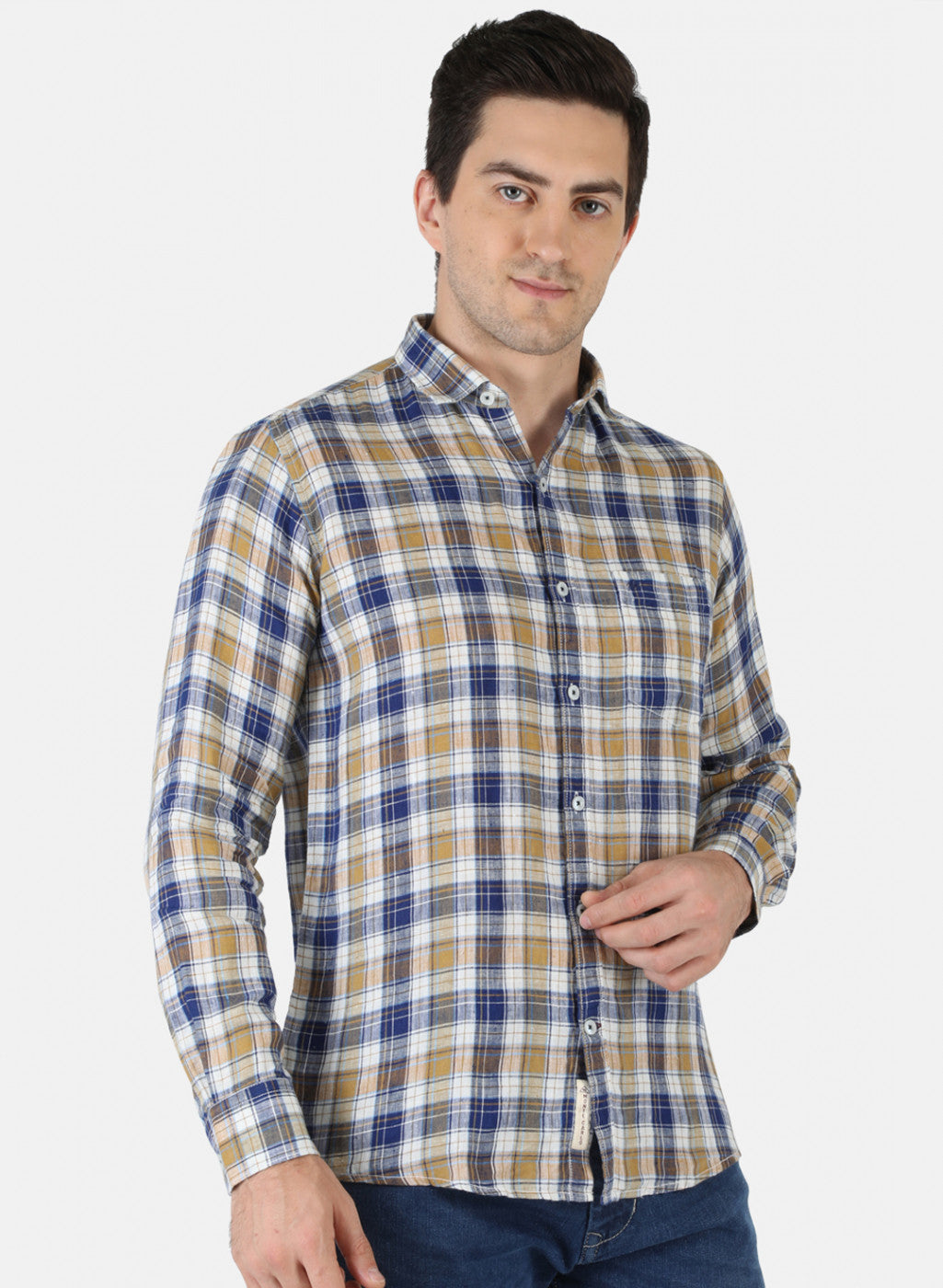 Men Multicolor Check Linen Shirt