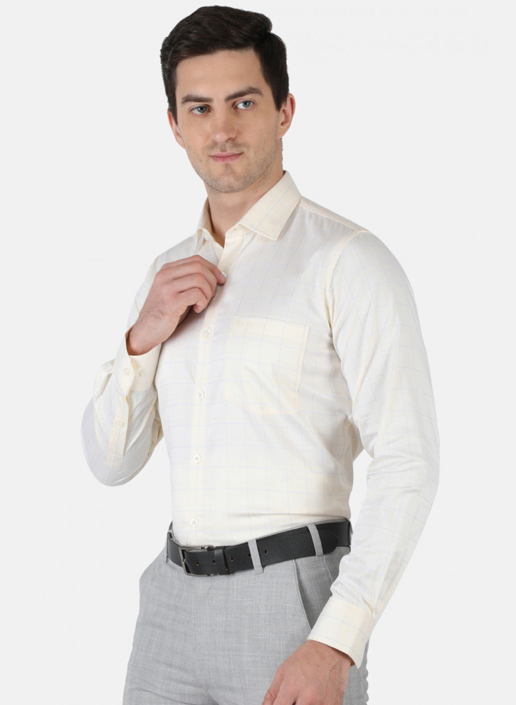 Men Yellow Check Shirt