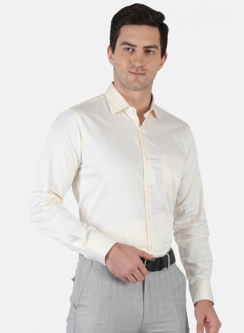 Men Yellow Check Shirt