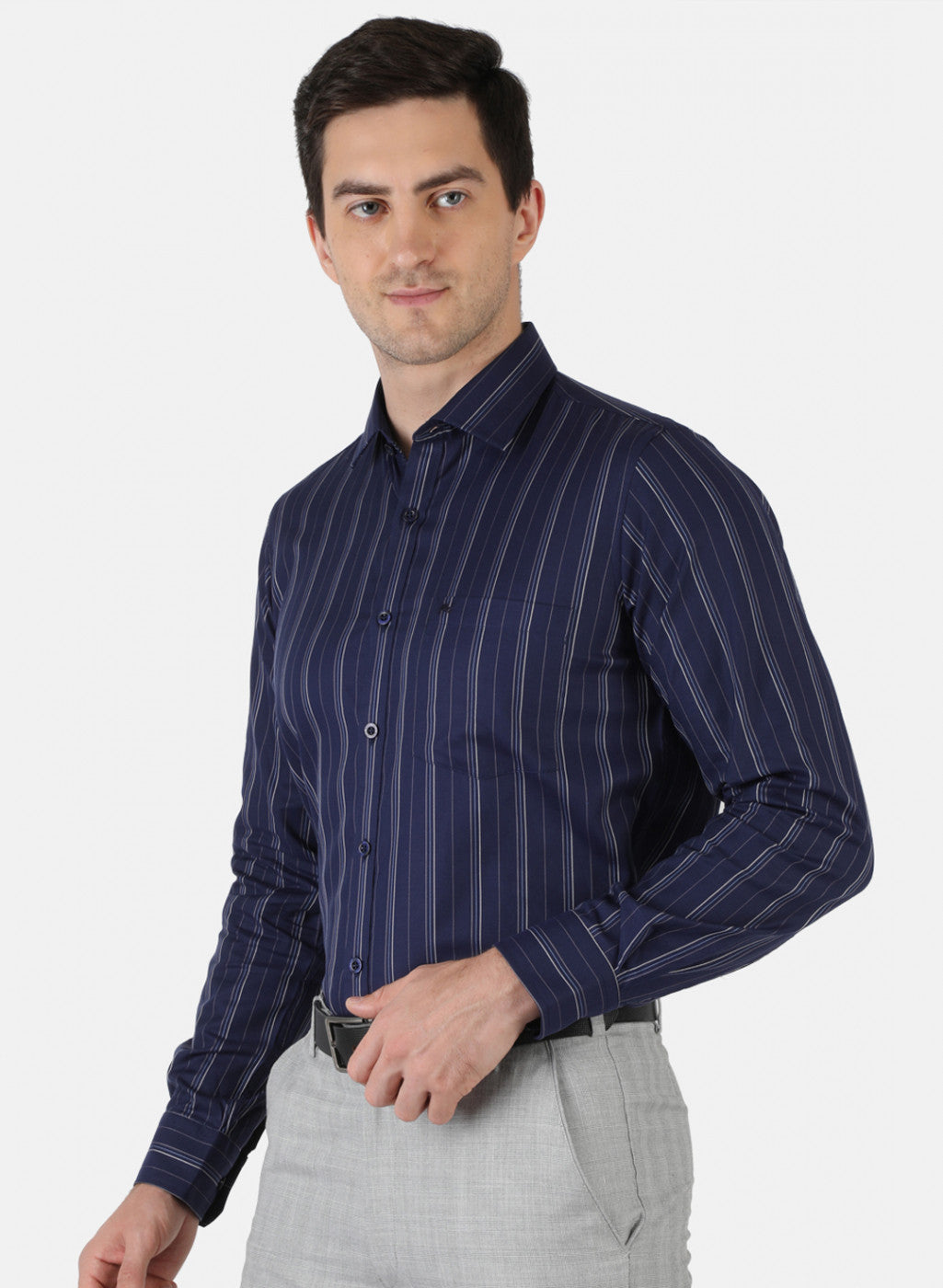 Men NAvy Blue Stripe Shirt