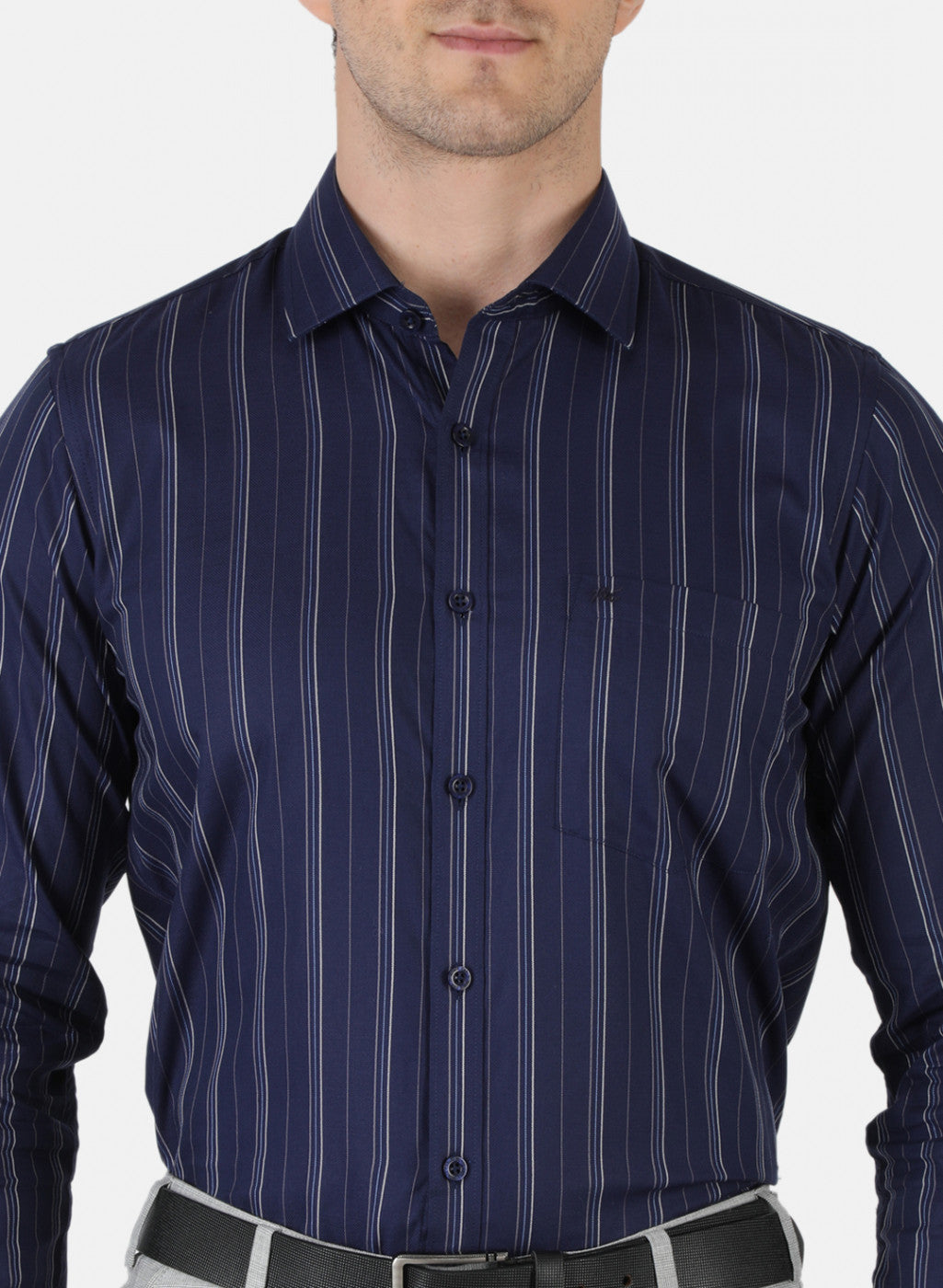 Men NAvy Blue Stripe Shirt