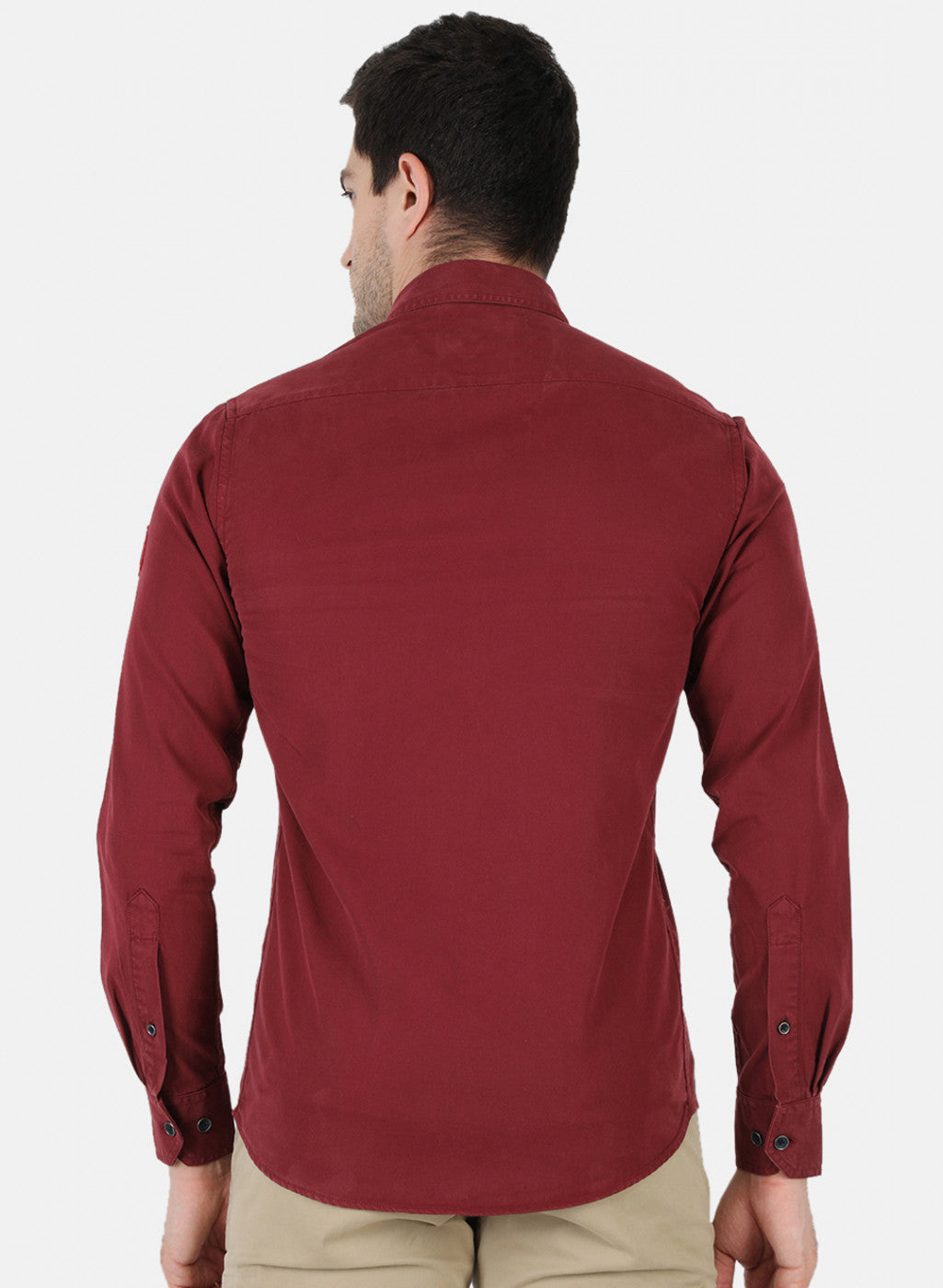 Men Maroon Solid Shirt