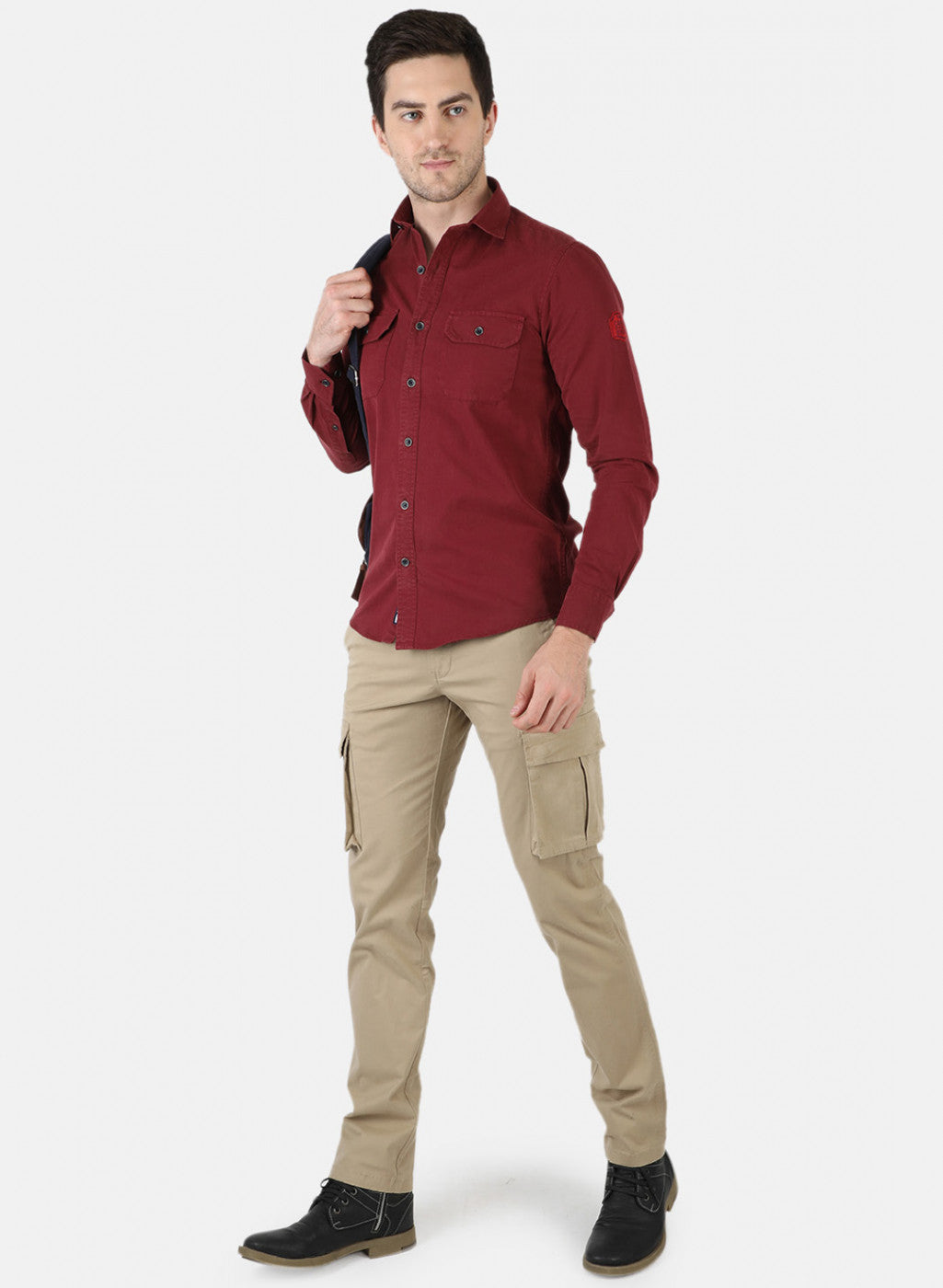 Men Maroon Solid Shirt