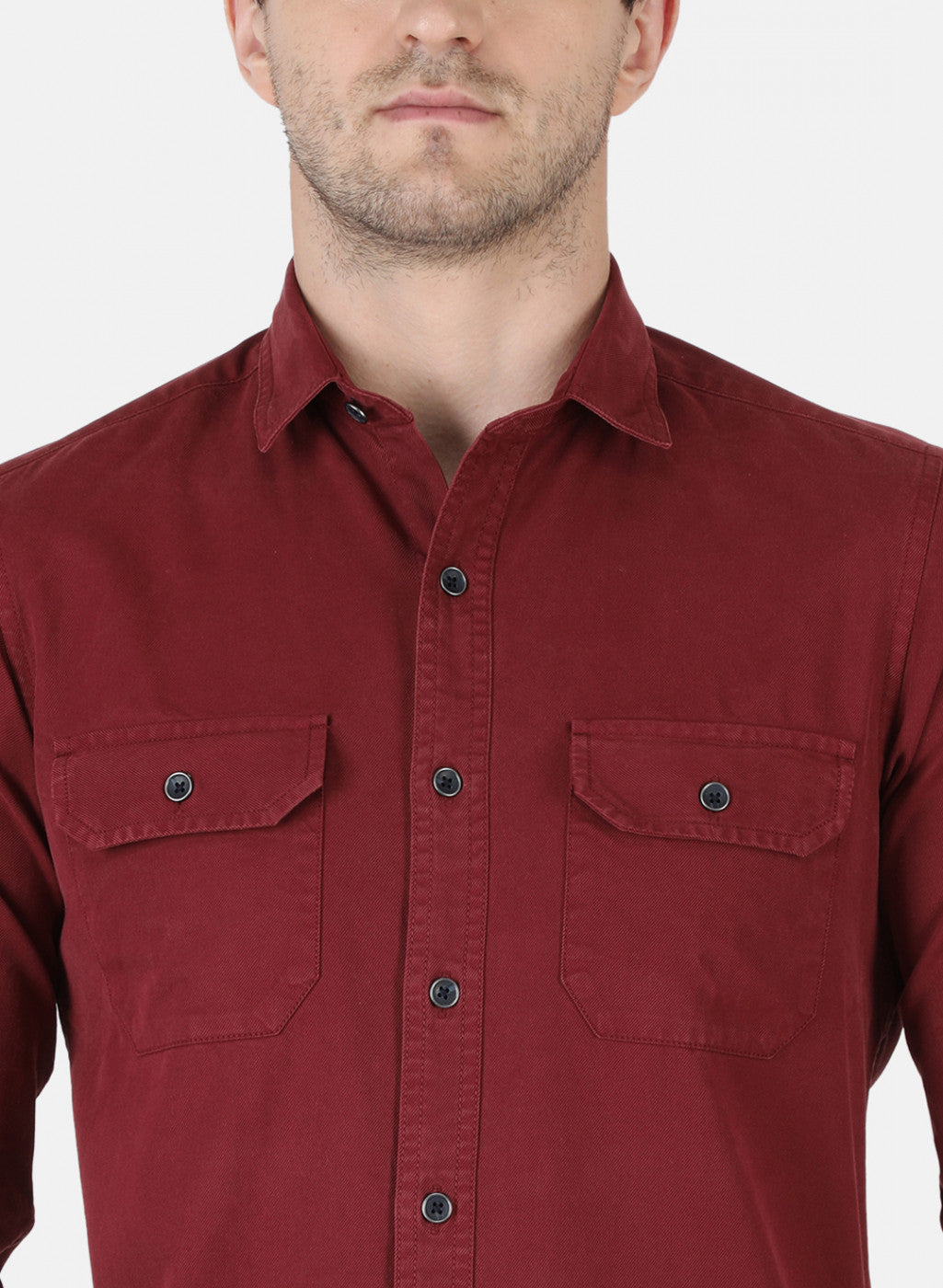 Men Maroon Solid Shirt