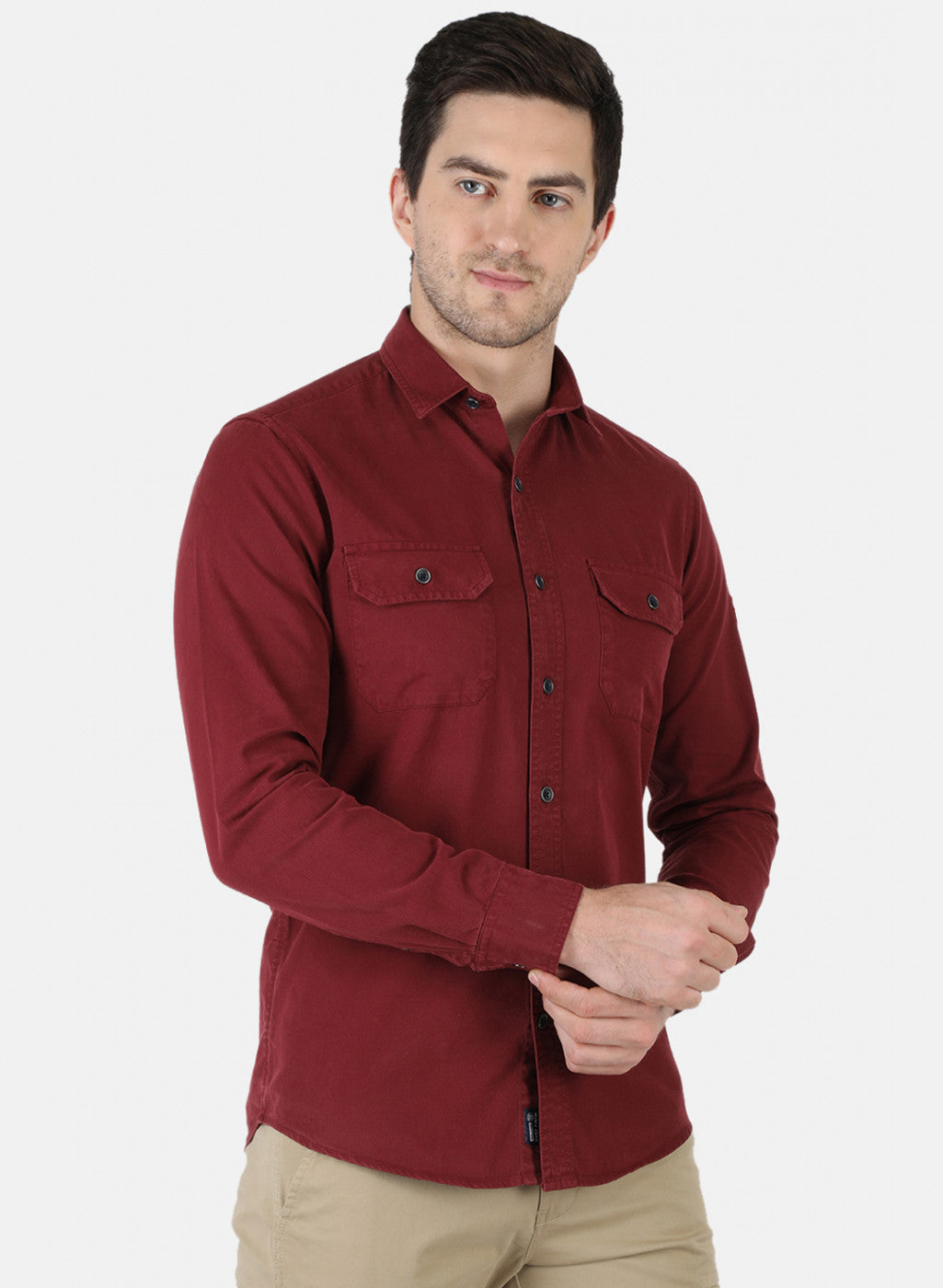 Men Maroon Solid Shirt