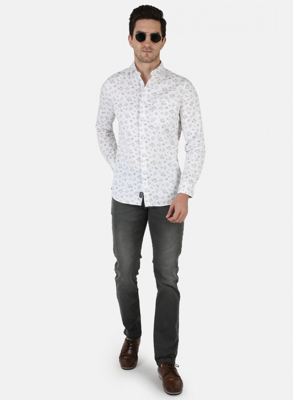 Men White Printed Shirt