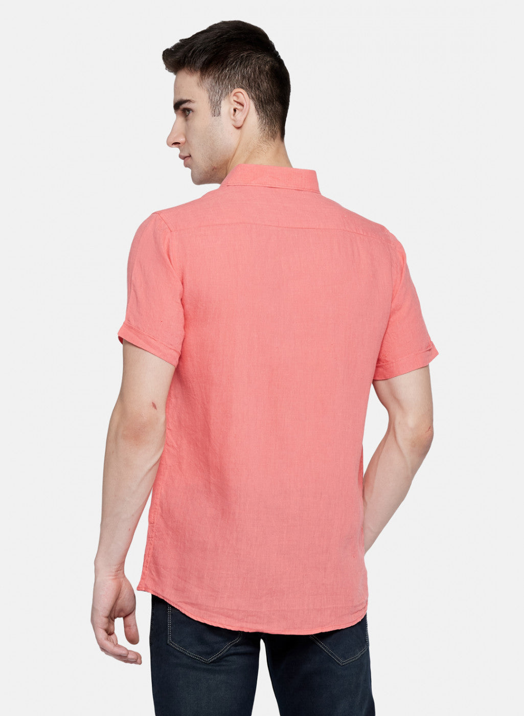Mens Peach Solid Shirt