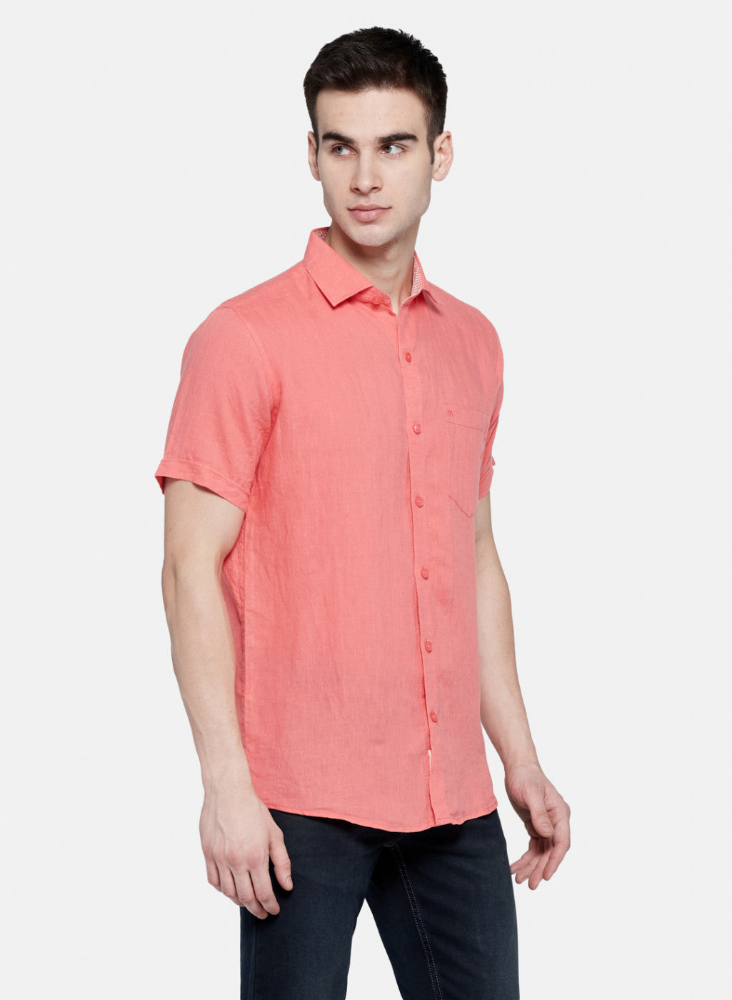 Mens Peach Solid Shirt