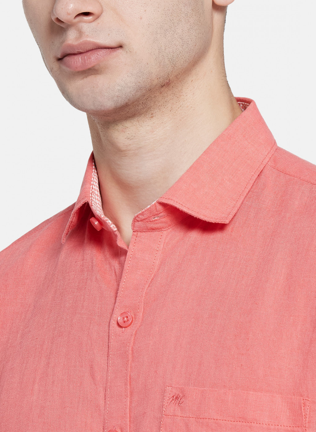 Mens Peach Solid Shirt