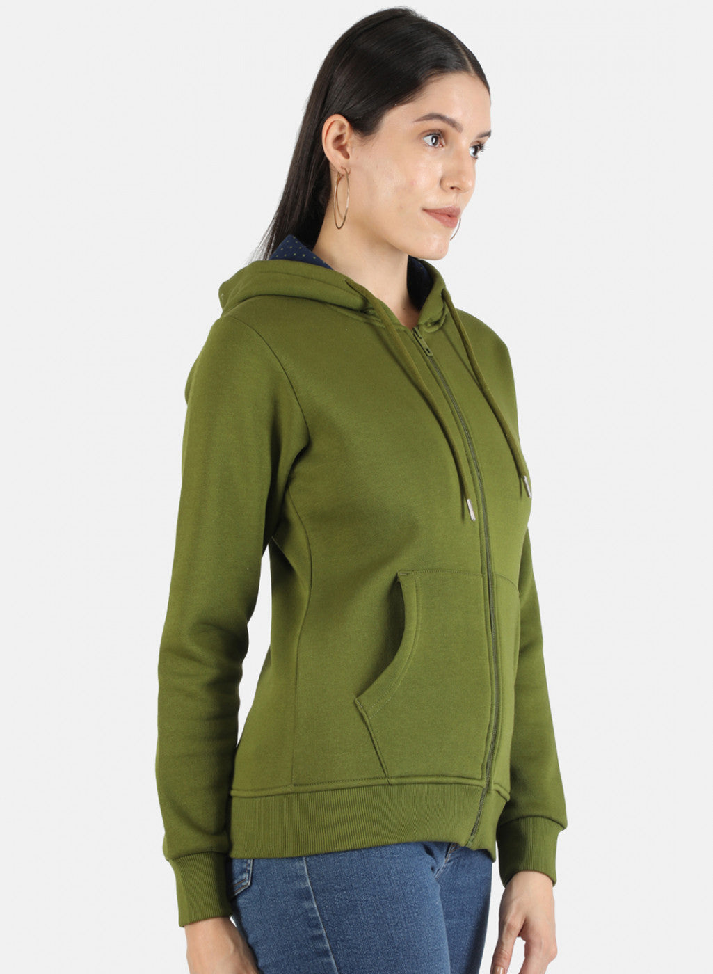Women Green Solid Sweatshirt