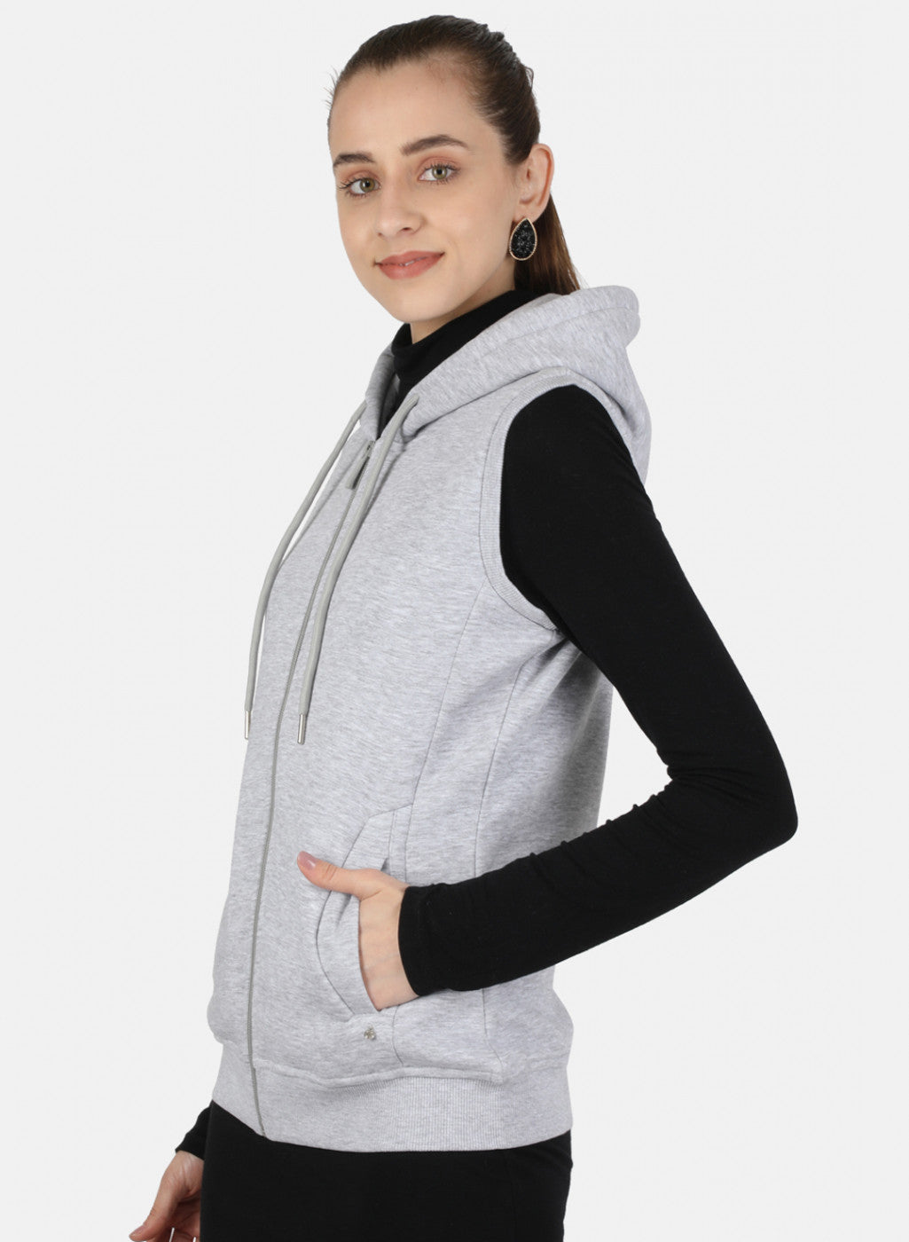 Women Grey Solid Sweatshirt