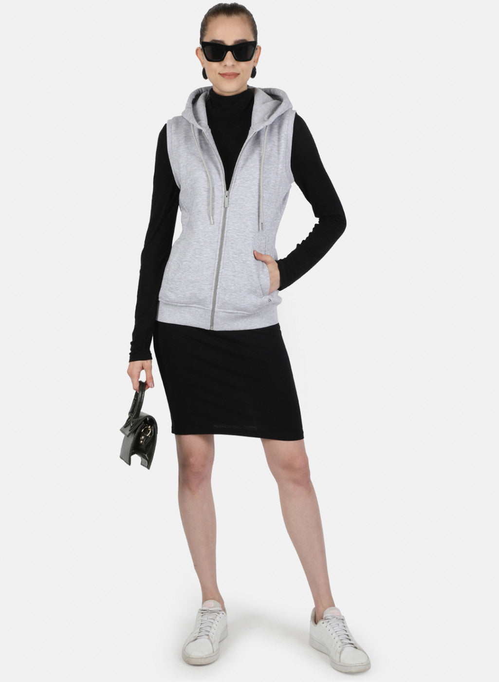 Women Grey Solid Sweatshirt