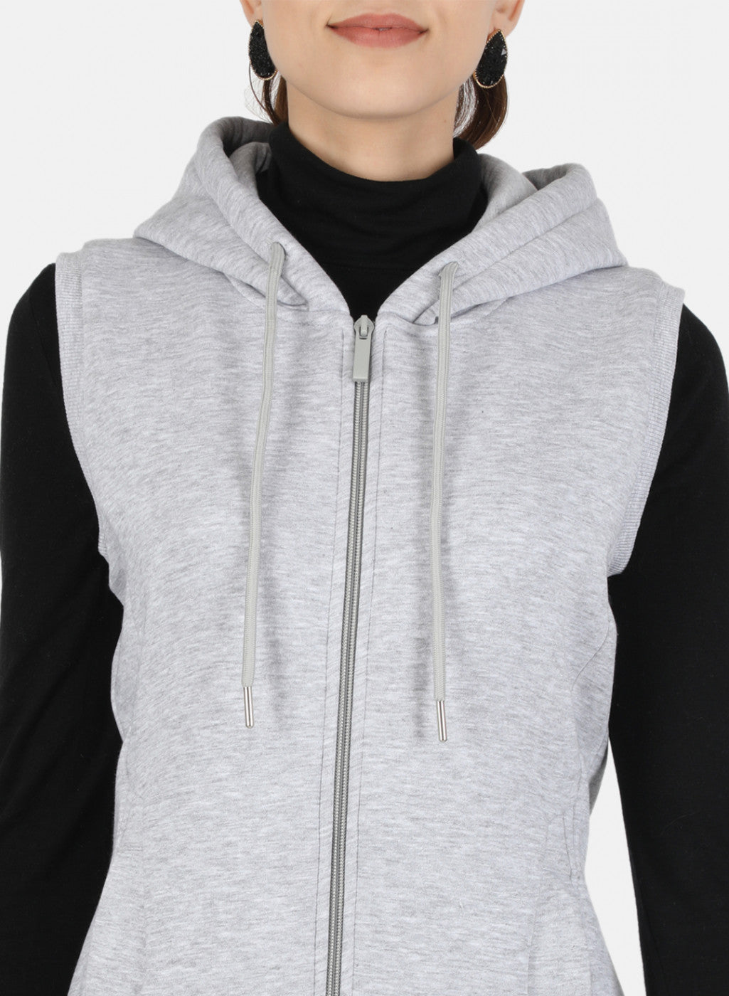 Women Grey Solid Sweatshirt
