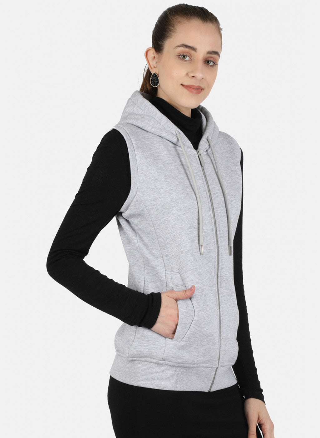 Women Grey Solid Sweatshirt