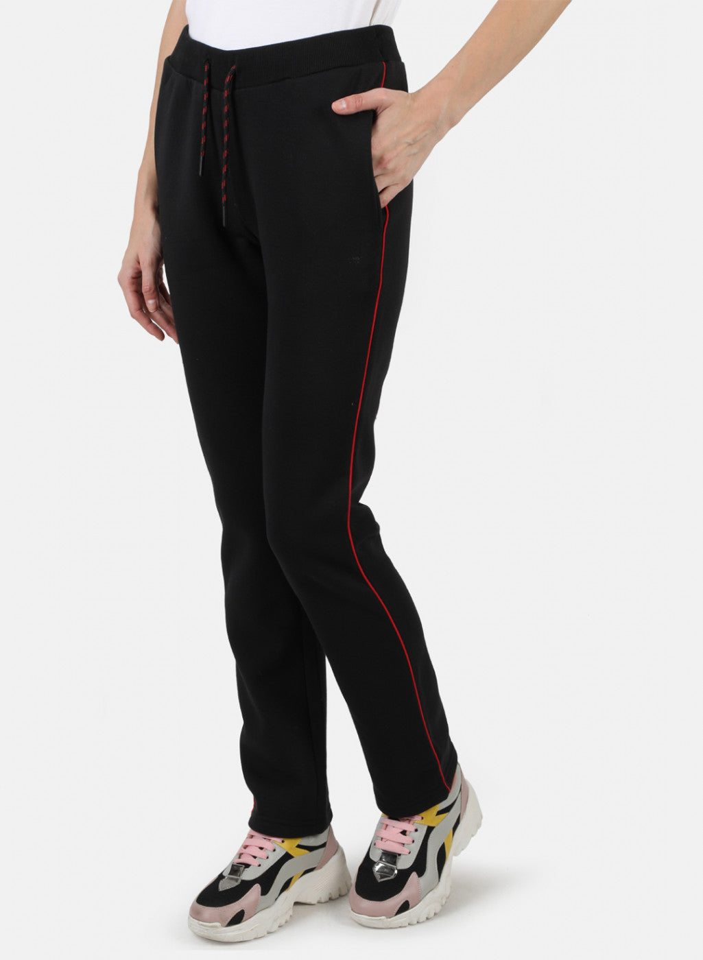 Women Black Solid Winter Lower