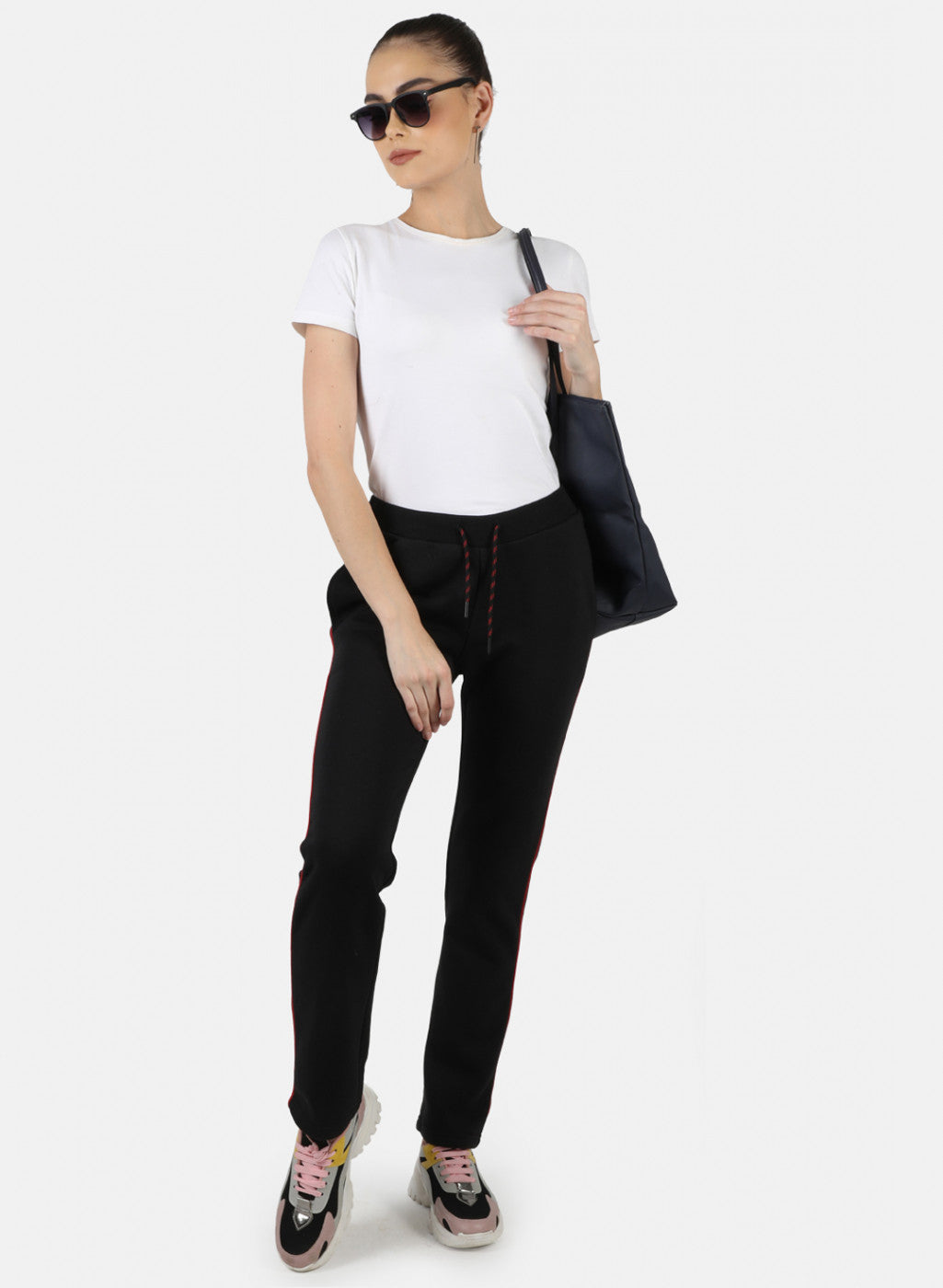 Women Black Solid Winter Lower