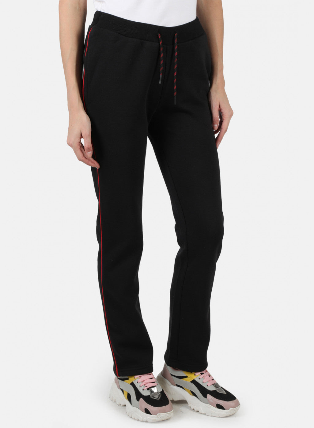 Women Black Solid Winter Lower