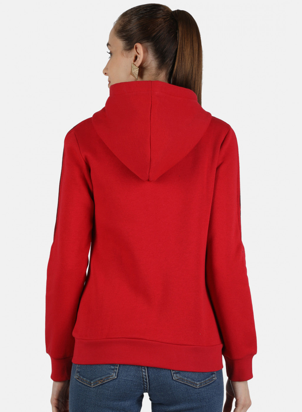 Women Red Solid Sweatshirt