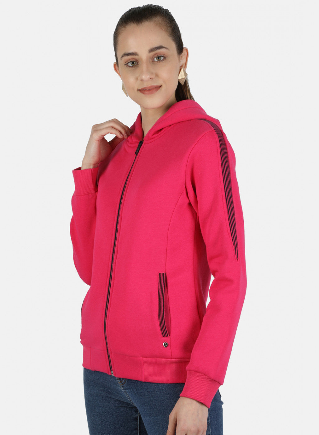 Women Pink Solid Sweatshirt