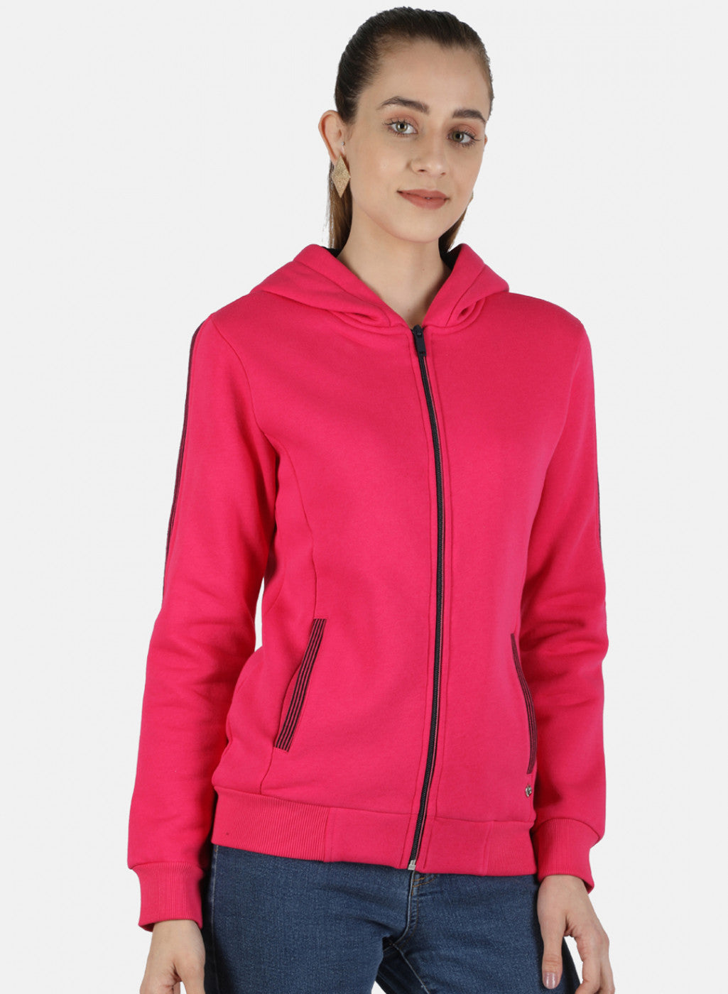 Women Pink Solid Sweatshirt