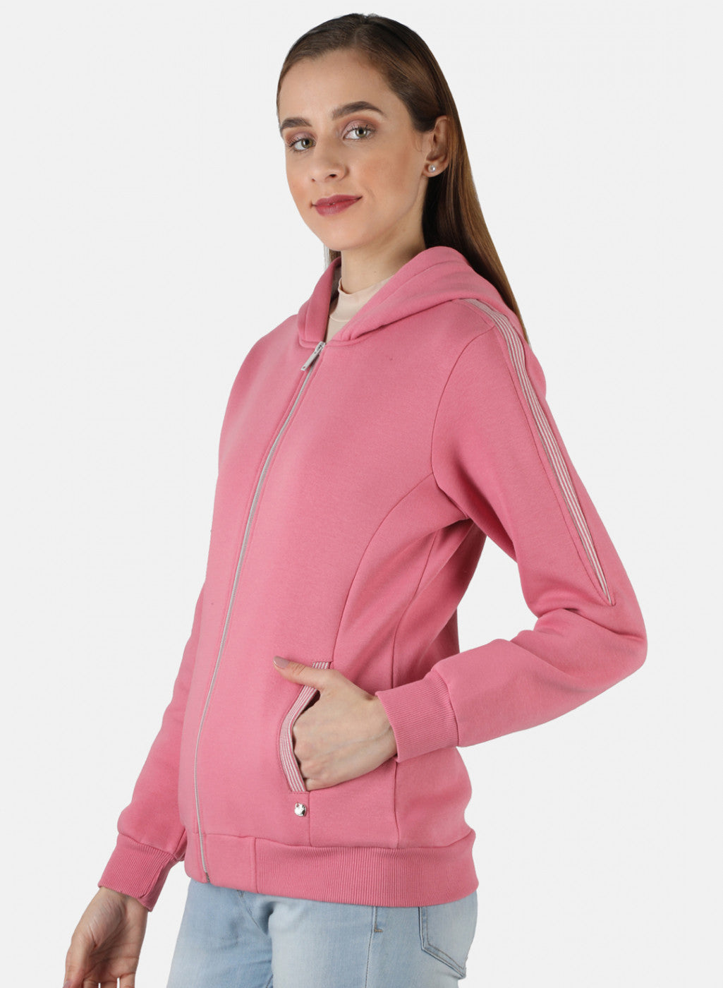 Women Pink Solid Sweatshirt