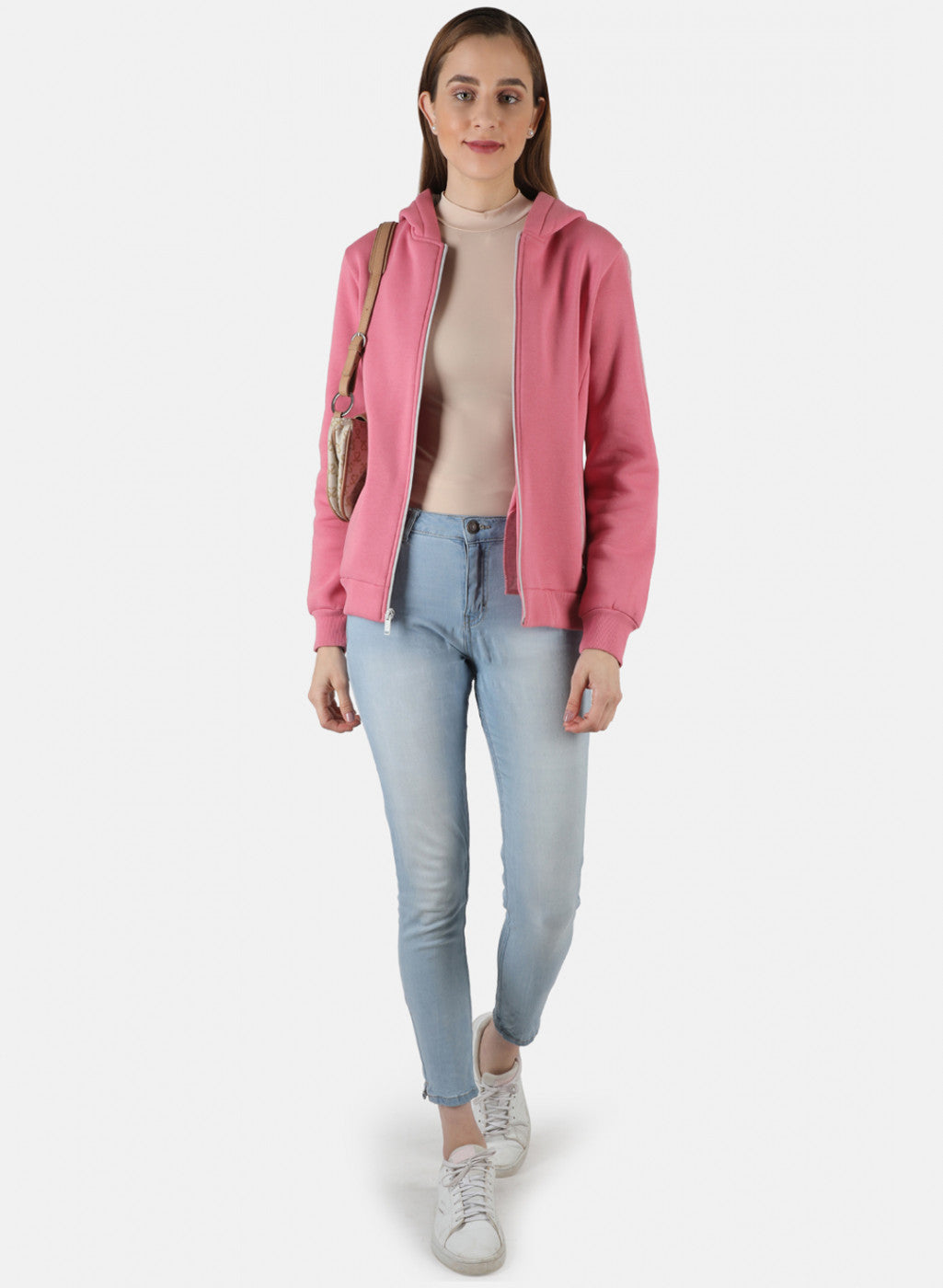 Women Pink Solid Sweatshirt