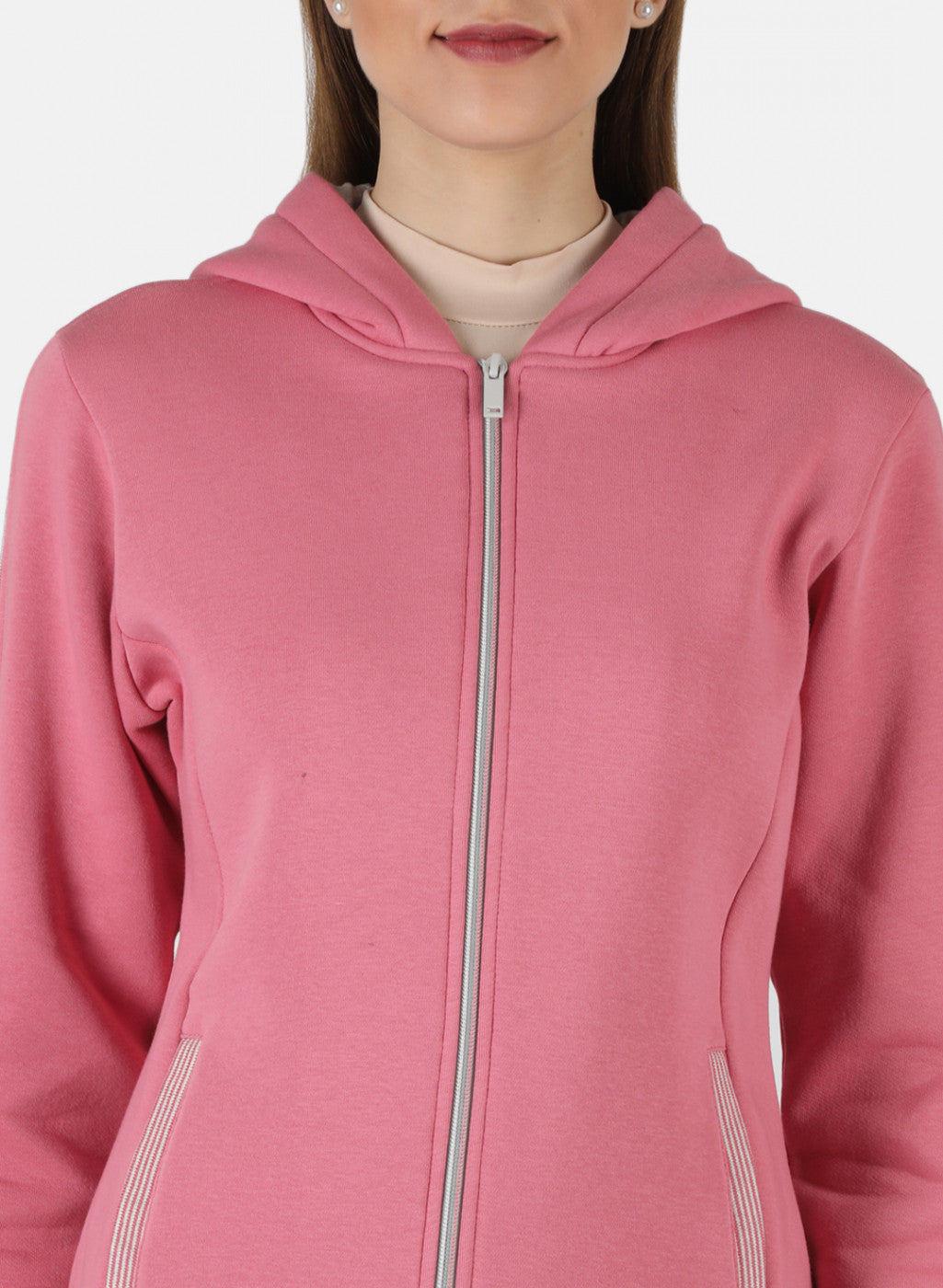 Women Pink Solid Sweatshirt