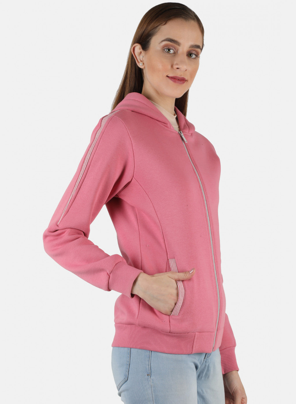 Women Pink Solid Sweatshirt