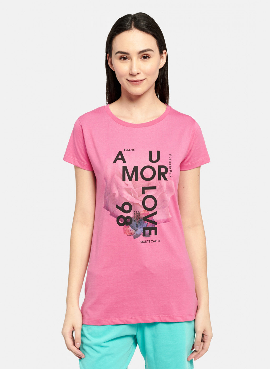 Womens Blue & Pink Printed Top