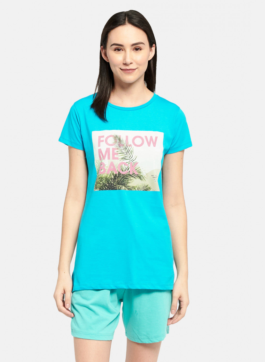 Womens Blue & Pink Printed Top