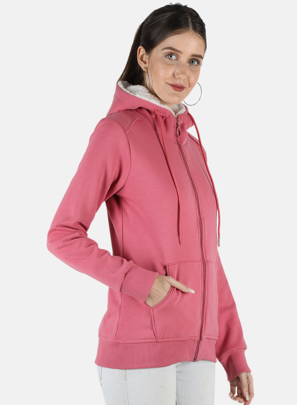 Women Pink Solid Sweatshirt