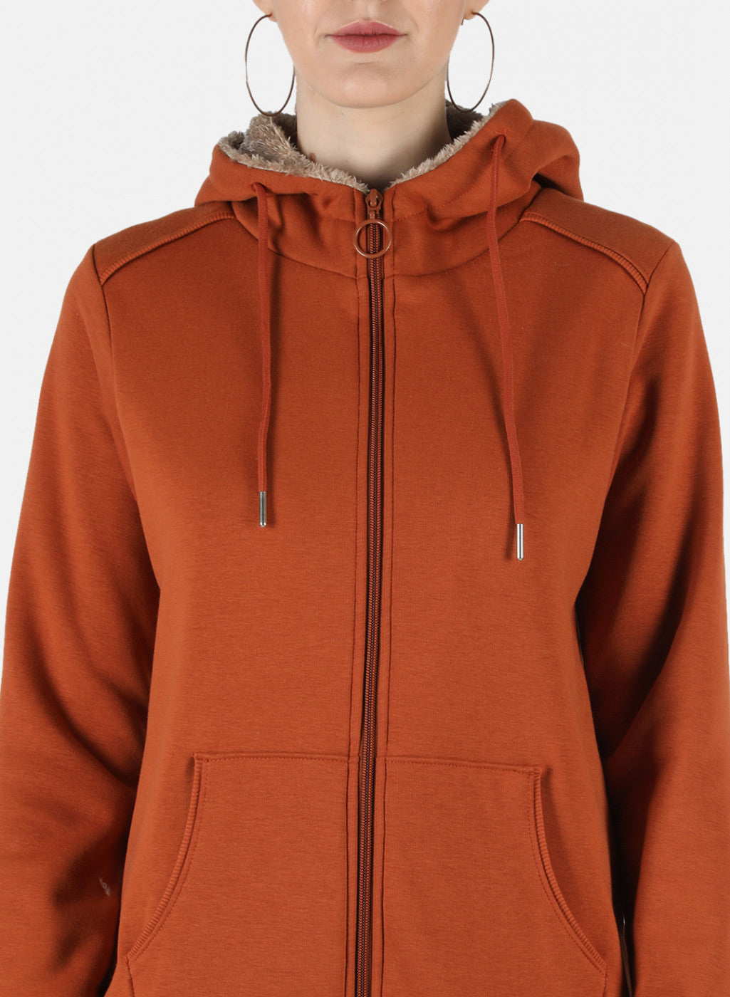 Women Brown Solid Sweatshirt