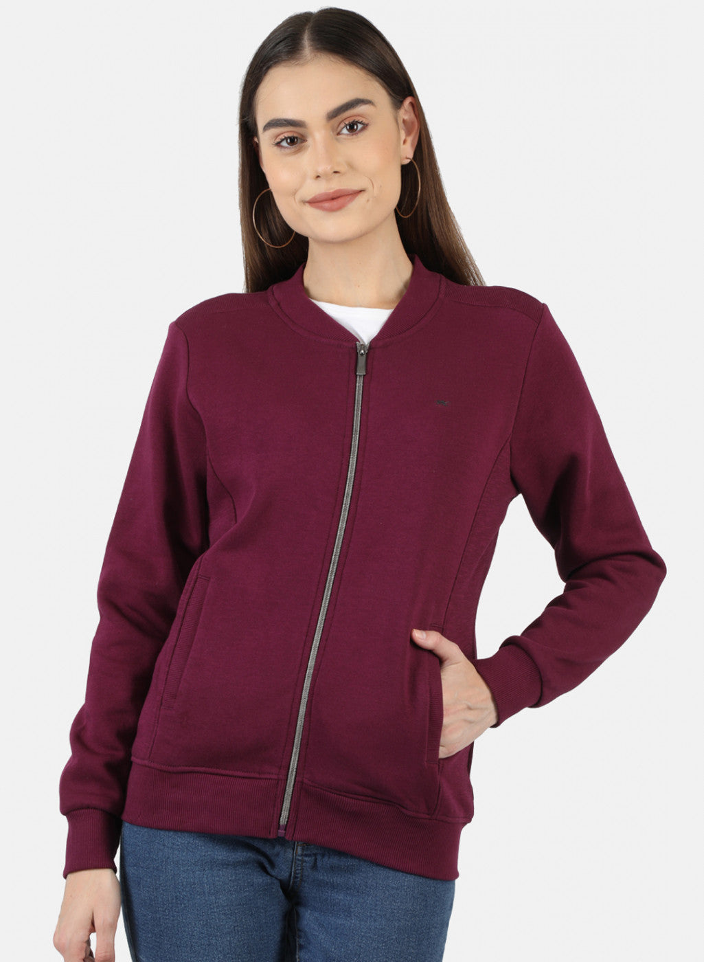 Women Purple Solid Sweatshirt