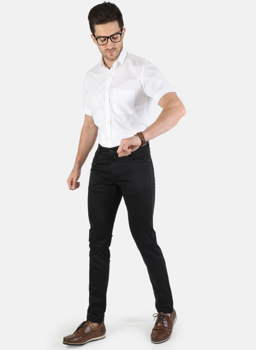 Men Black Solid Trouser