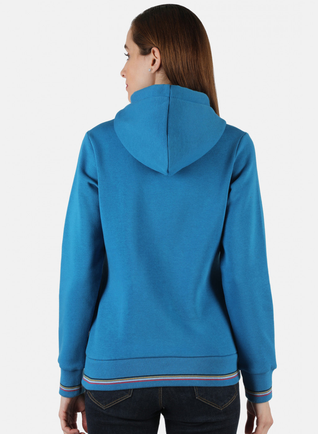 Women Blue Embroidered Sweatshirt