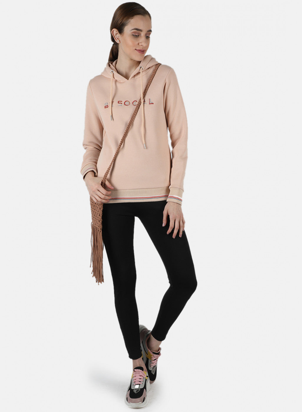 Women Beige Embroidered Sweatshirt