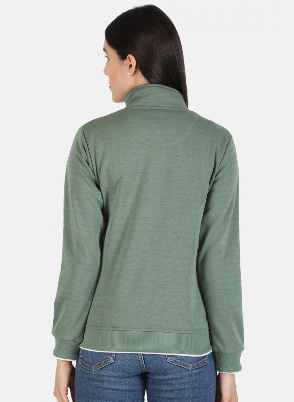 Women Green Solid Sweatshirt