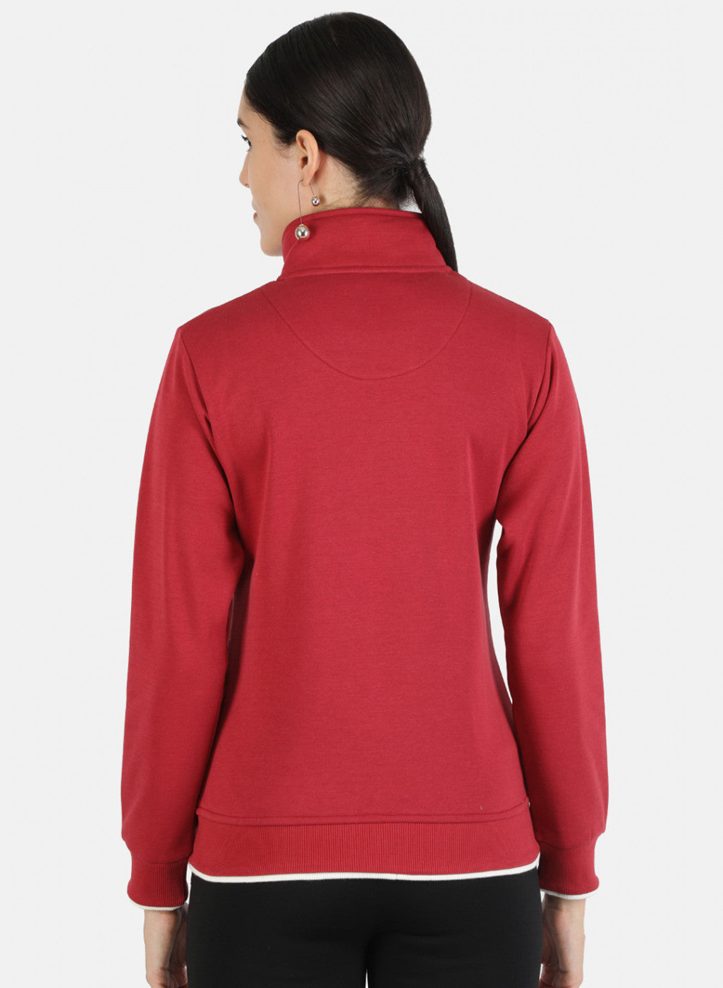 Women Red Solid Sweatshirt